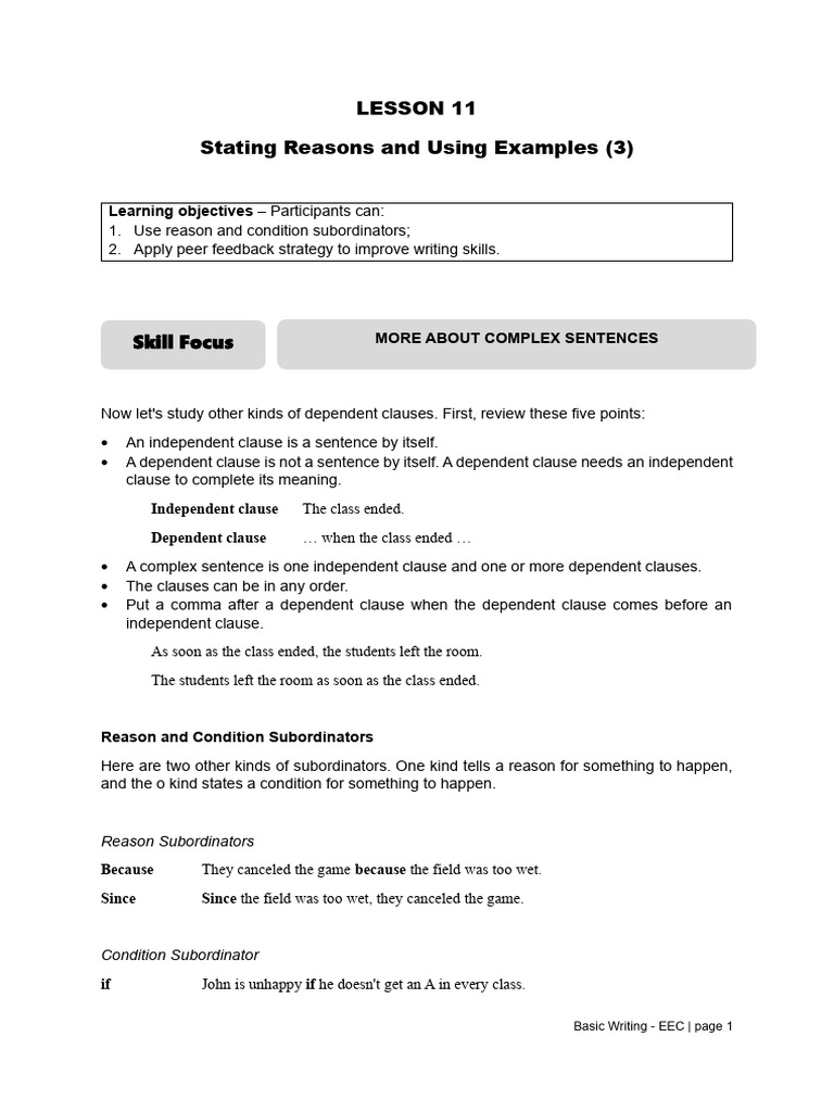 11 Stating Reasons and Examples | PDF | Human Communication