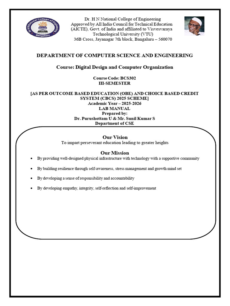 Digital Design Lab Manual BCS302 | PDF | Hardware Description Language ...