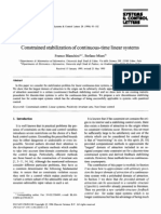 Constrained Stabilization of Continuous-Time Linear Systems: $) RST - , Qlts F. Conlltot. Utnits