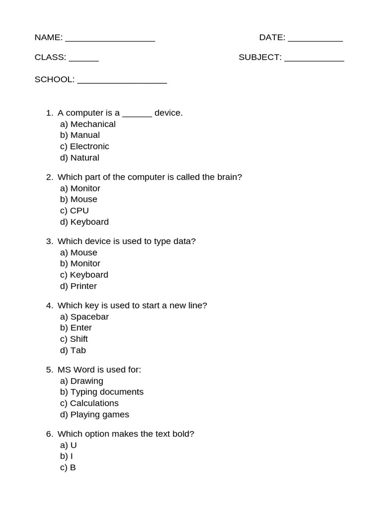Pre Test | PDF