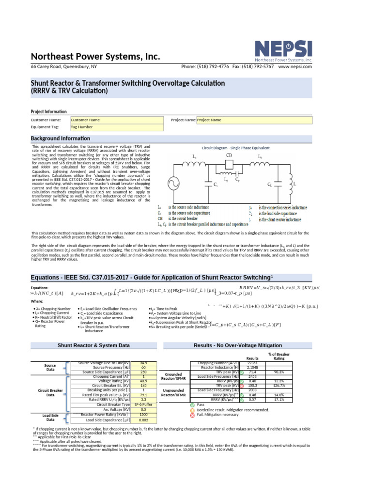 Shunt Reactor Switching TRV & RRRV Analysis | PDF | Transformer | Capacitor