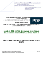 2012 Search for Tax Whiz Year 4 - Implementing Rules and Regulations