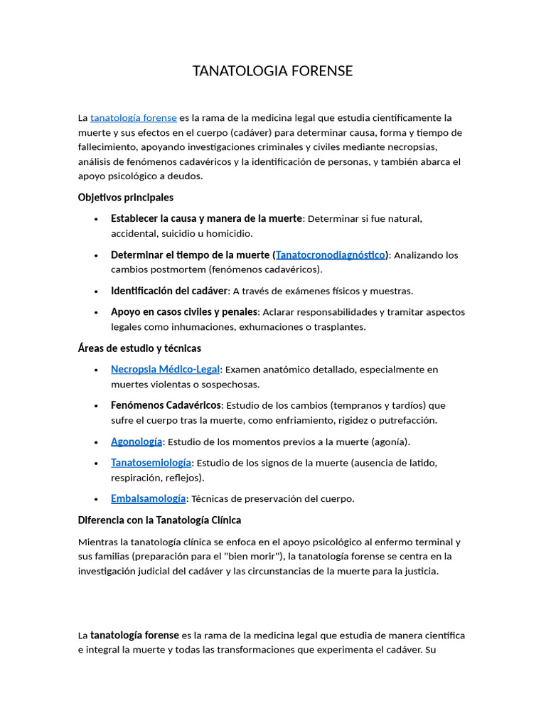 Tanatología Forense: Estudio de la Muerte | PDF | Jurisprudencia médica ...