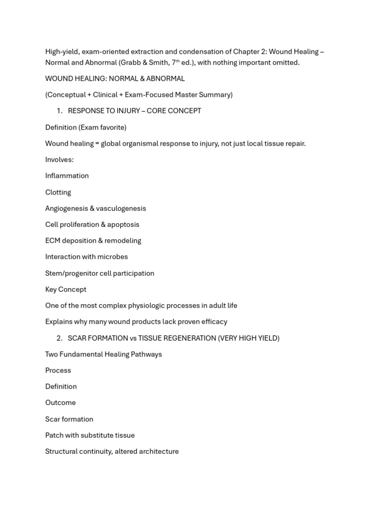 Wound Healing: Key Concepts & Exam Insights | PDF | Wound Healing | Scar