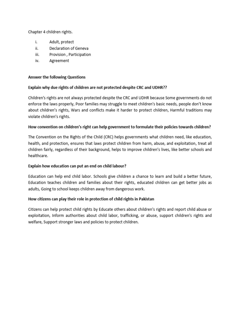 Chapter 4 Children Rights 1 | PDF