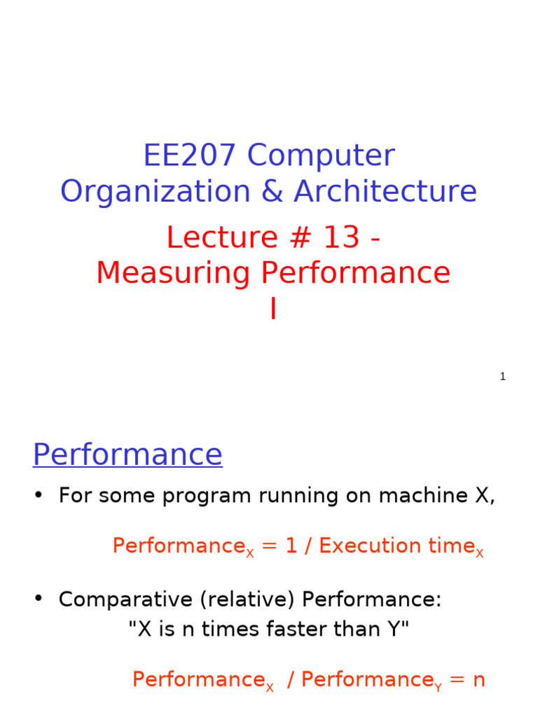 Lecture11 - Performance I | PDF | Central Processing Unit | Office ...