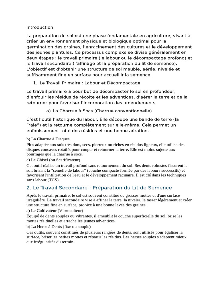 Préparation du Sol en Agriculture | PDF