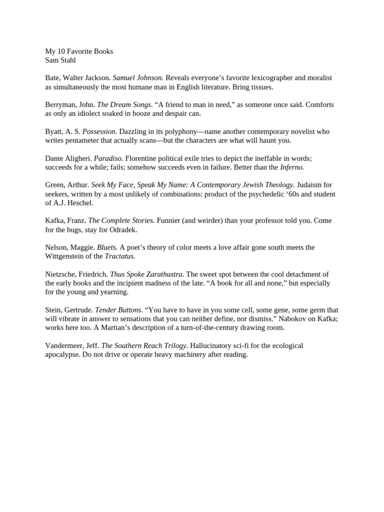10 Favorite Books | PDF