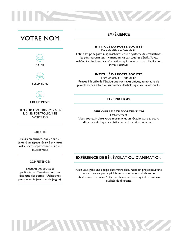 Modèle de CV Professionnel Complet | PDF