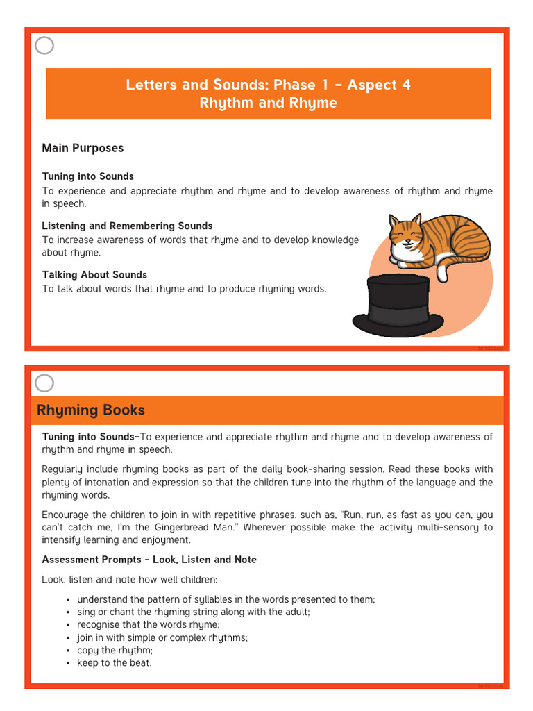 Letters and Sounds Phase 1 Aspect 4 Activity Cards | PDF | Rhythm | Rhyme