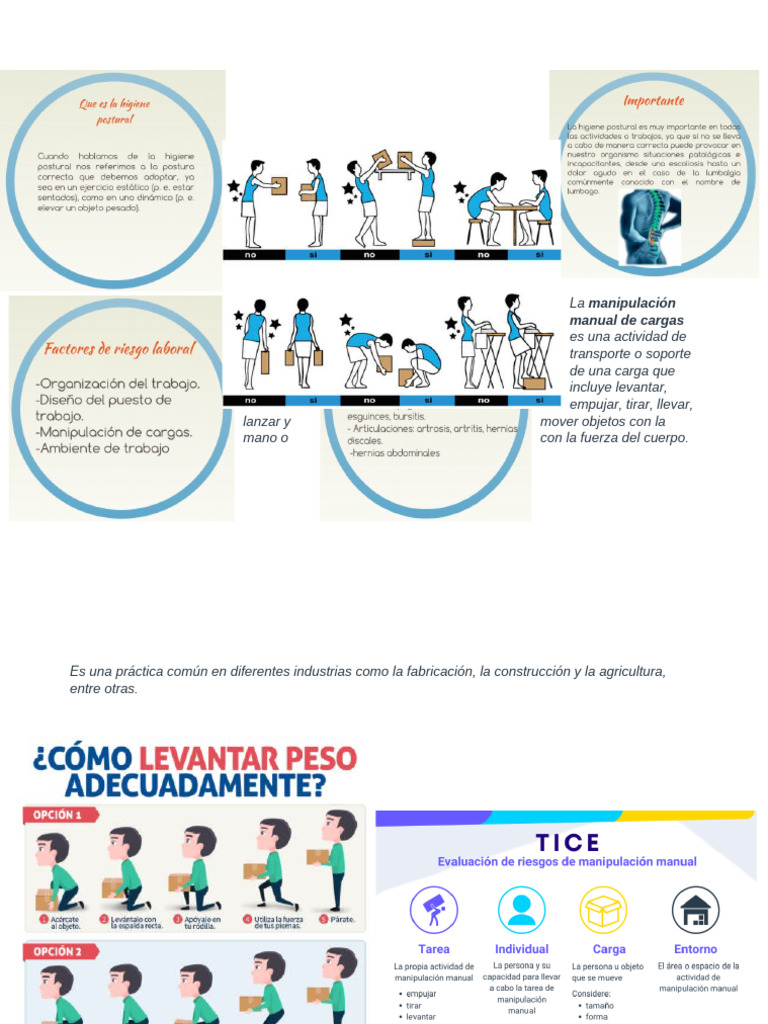 Flyers Higiene Postural y Manejo de Cargas | PDF