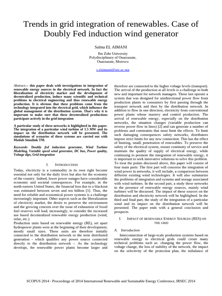 Grid Integration of Wind Energy Systems | PDF | Wind Power | Electrical ...