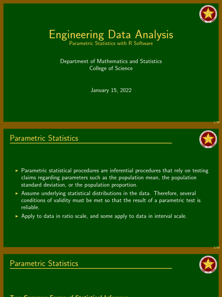 Parametric Statistics Analysis with R | PDF | P Value | Statistics