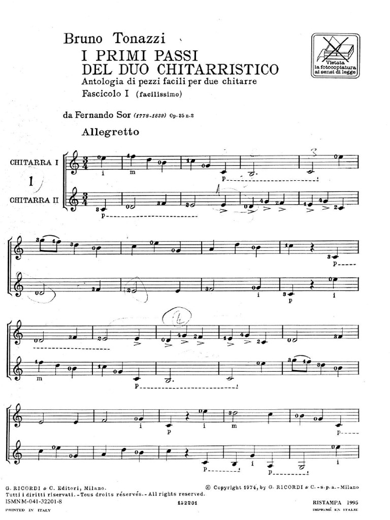 Tonazzi - I Primi Passi Del Duo Chitarristico | PDF
