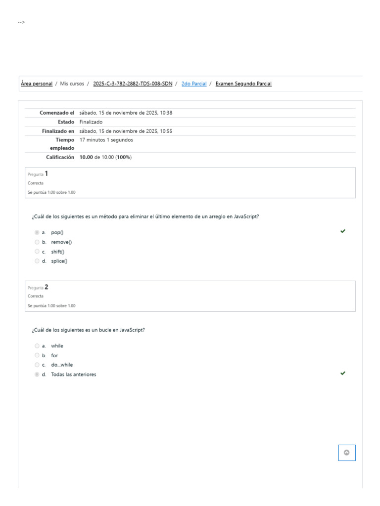 Examen de JavaScript: Preguntas y Respuestas | PDF | Script Java ...