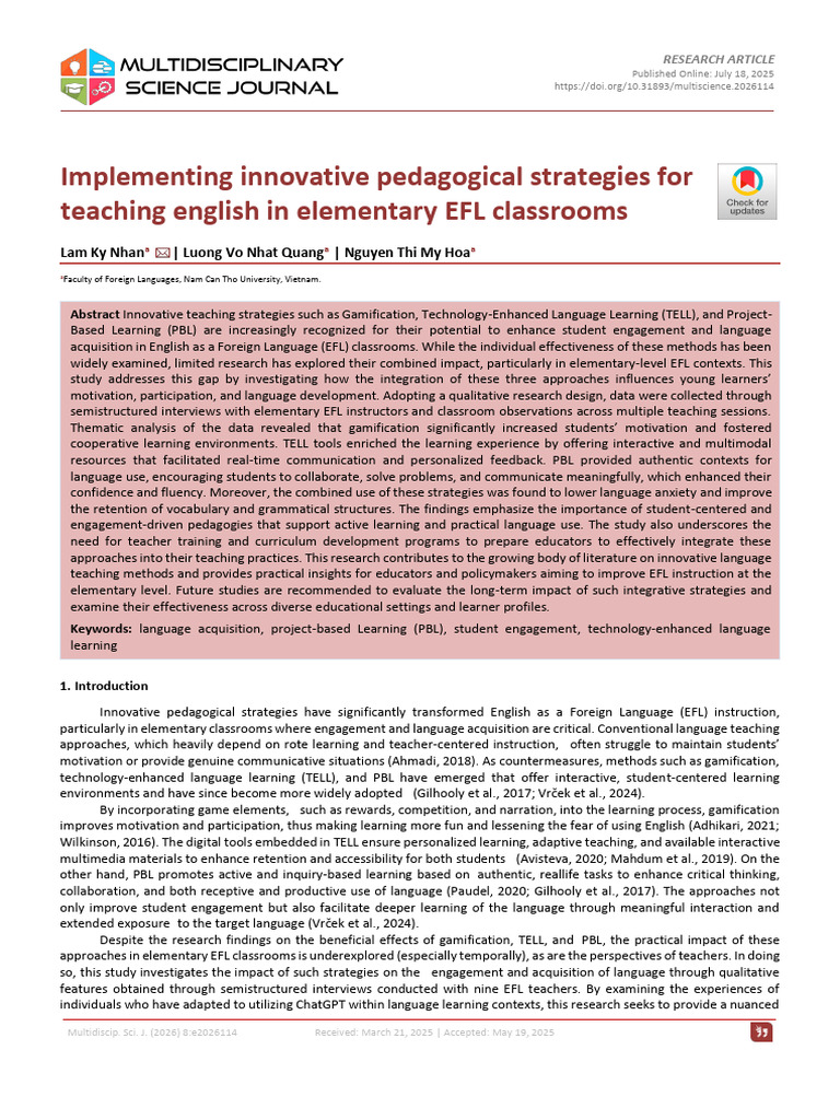 Implementing Innovative Pedagogical Strategies For | PDF ...