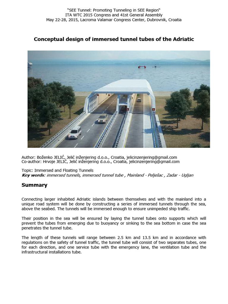 Adriatic Immersed Tunnel Design | PDF | Sea | Tunnel