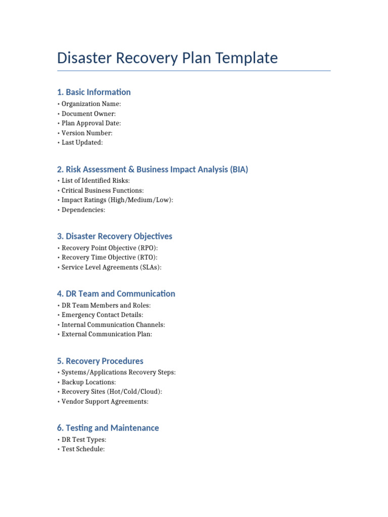 4 - Disaster Recovery Plan Template | PDF