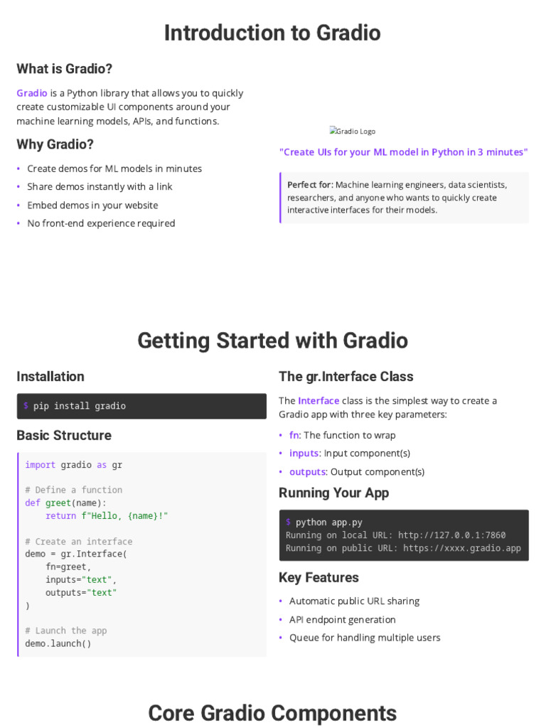 Gradio: Build ML UIs in Python | PDF | Application Software | Parameter ...