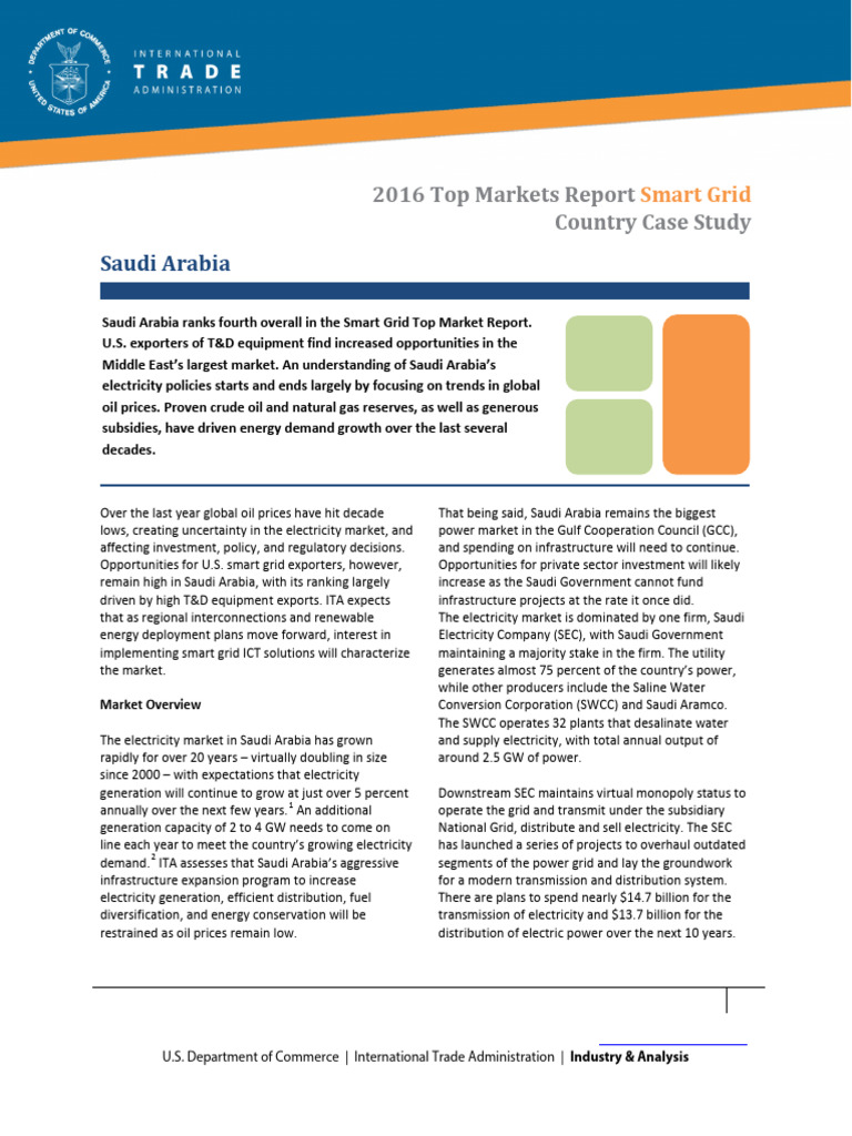 2016 Smart Grid Saudi Arabia 世界贸易行政机构2016年沙特输电网报告 | PDF | Electrical ...