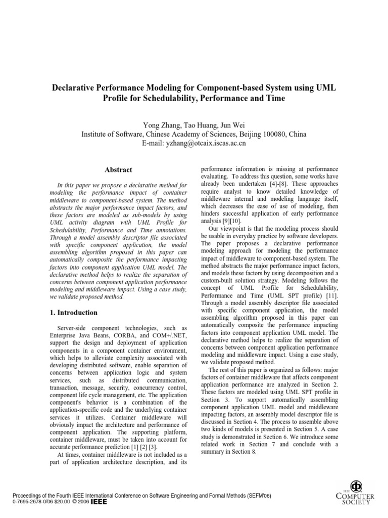 Declarative Performance Modeling For Component-Based System Using UML ...