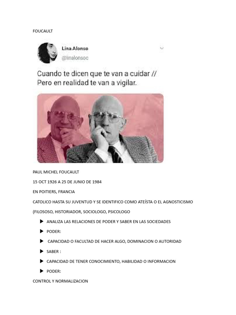 Foucault: Poder, Saber y Vigilancia Social | PDF | Verdad | Michel Foucault