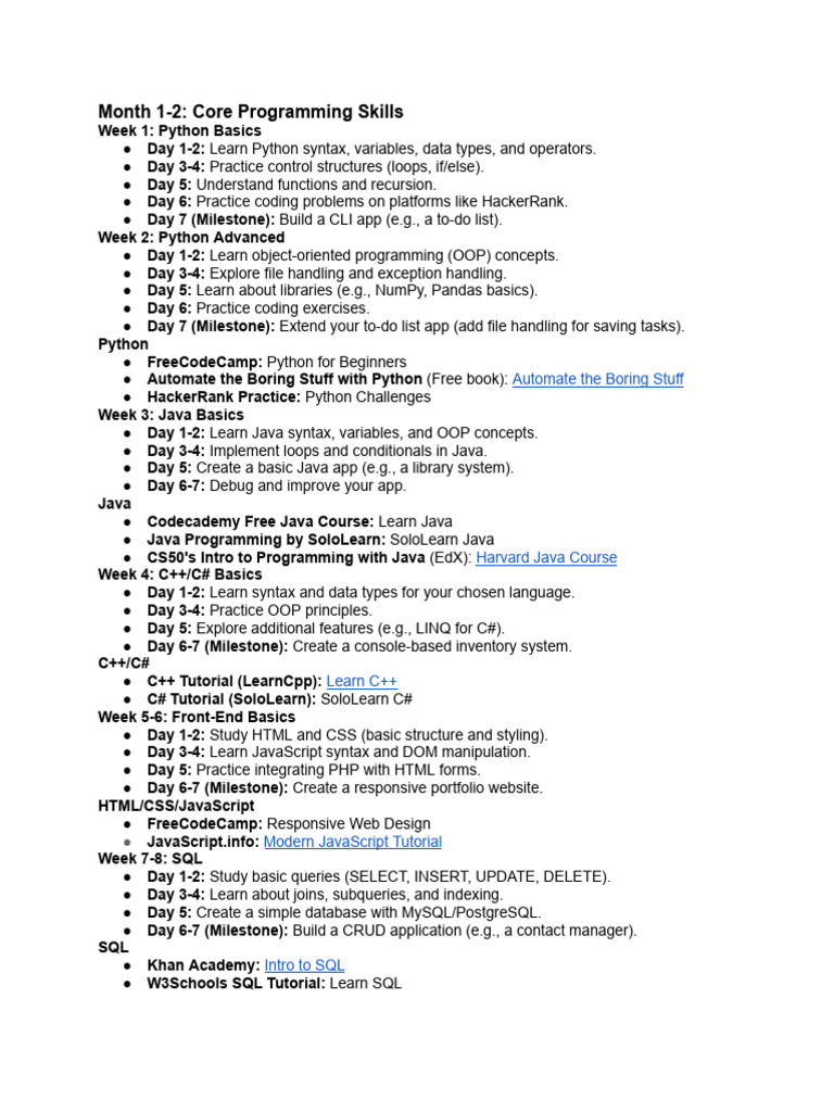 Comprehensive Programming Learning Path | PDF | Computer Programming ...