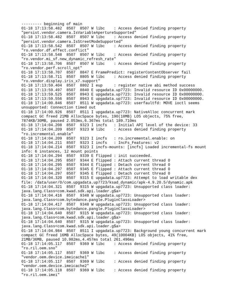 Com - Upgadata.up7723 Logcat | PDF | Computing | Computer Programming