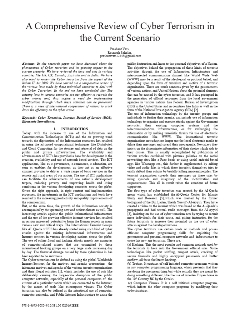 Cyber Terrorism: Current Global Review | PDF | Security | Computer Security