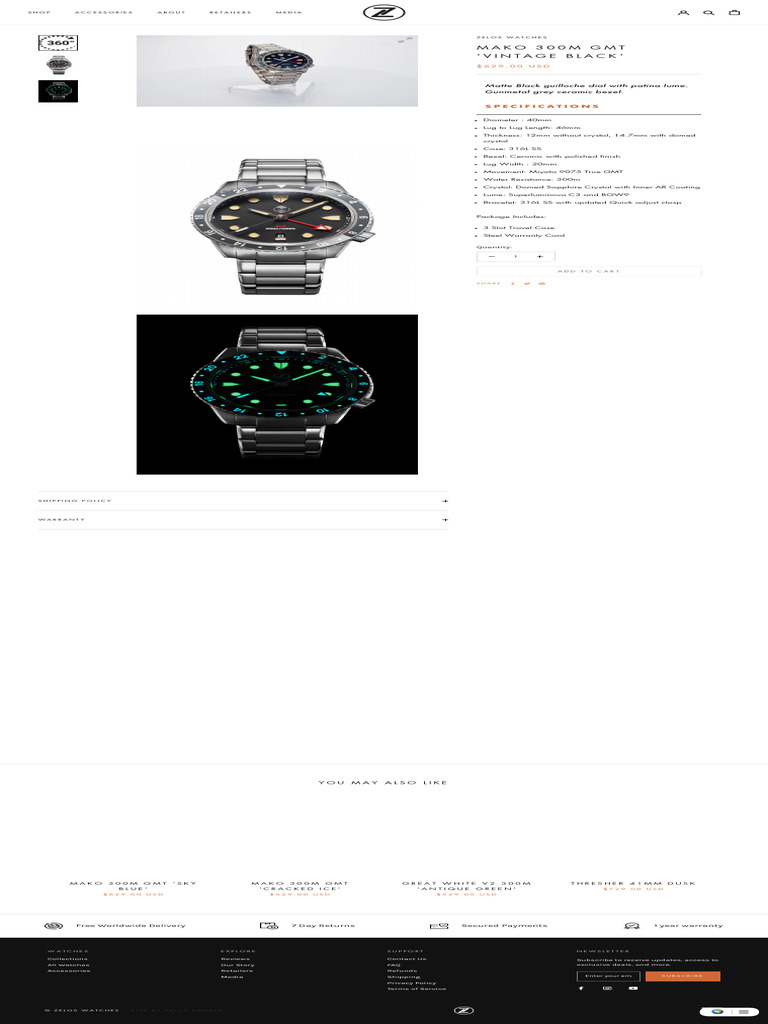 Zelos Mako 300m GMT Watches | PDF | Watch | Portable Tools