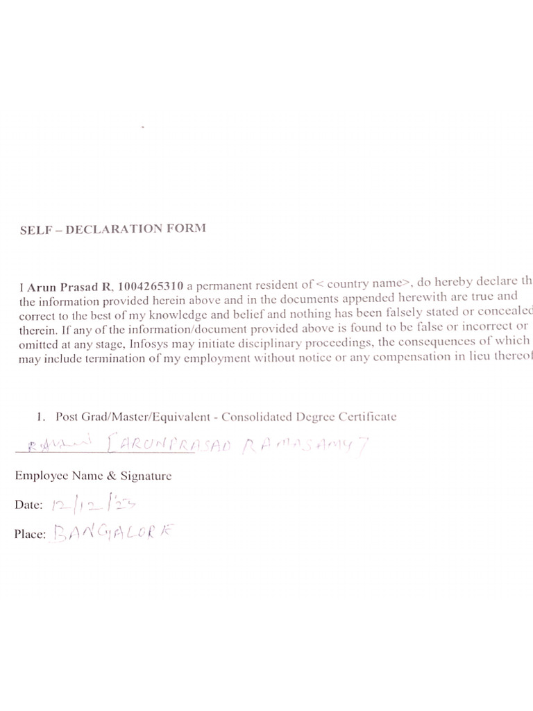 Self Declaration | PDF