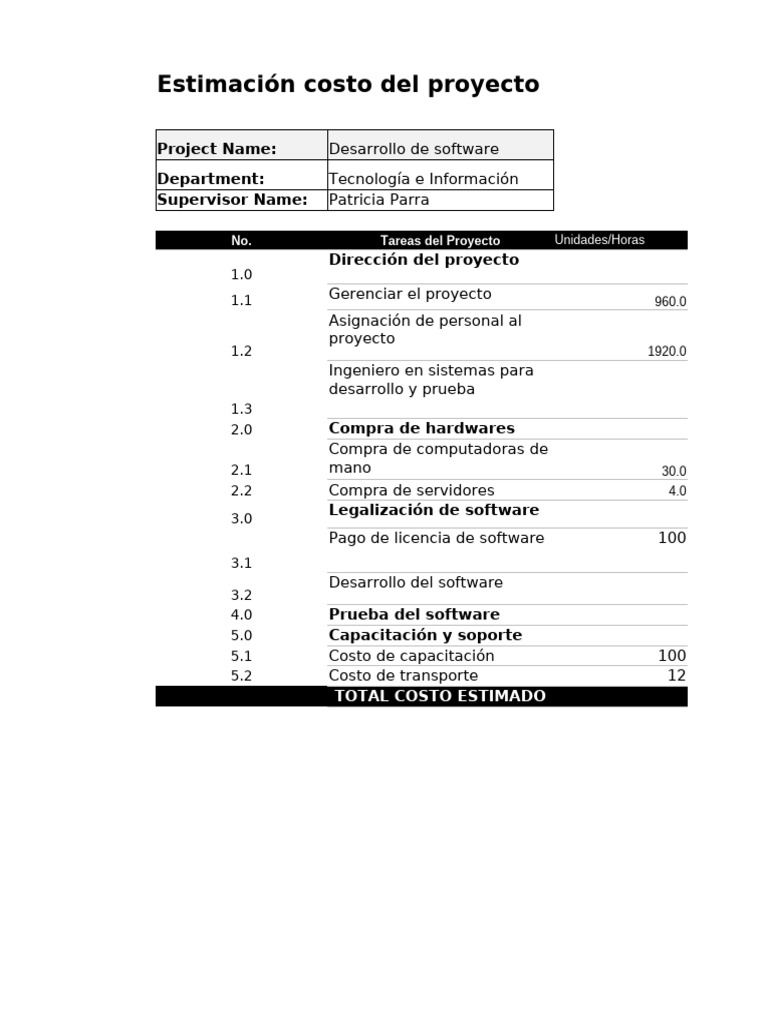 Ejemplo Presupuesto Costo de Proyecto | PDF | Arquitectura de ...