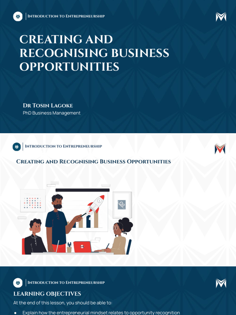 Business Opportunity Recognition Guide | PDF | Entrepreneurship | Mindset