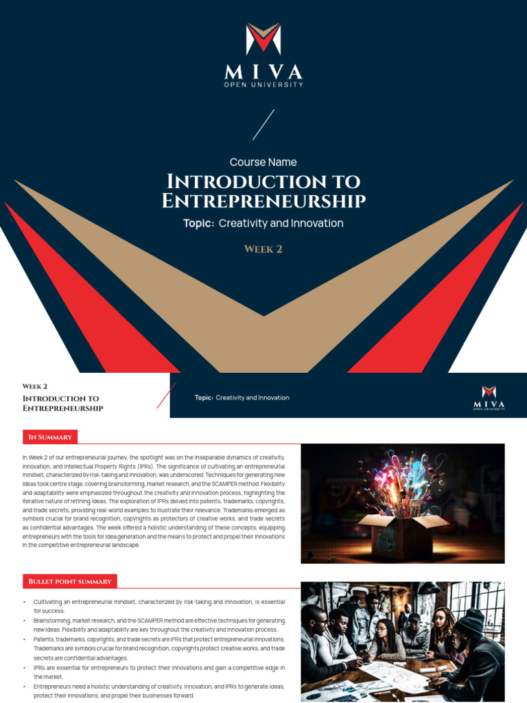 Week 2 Creativity and Innovation | PDF | Entrepreneurship ...