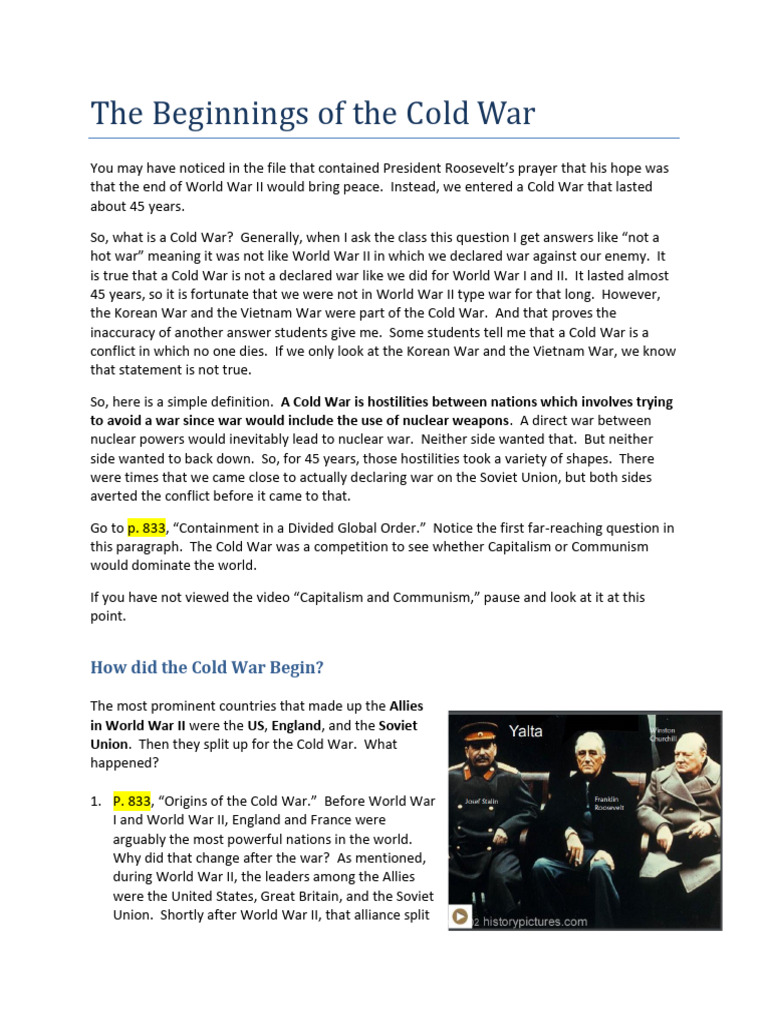 Origins of the Cold War Explained | PDF | Containment | Cold War