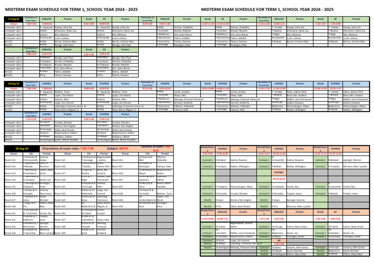 Midterm Exam Schedule 2024-2025 | PDF