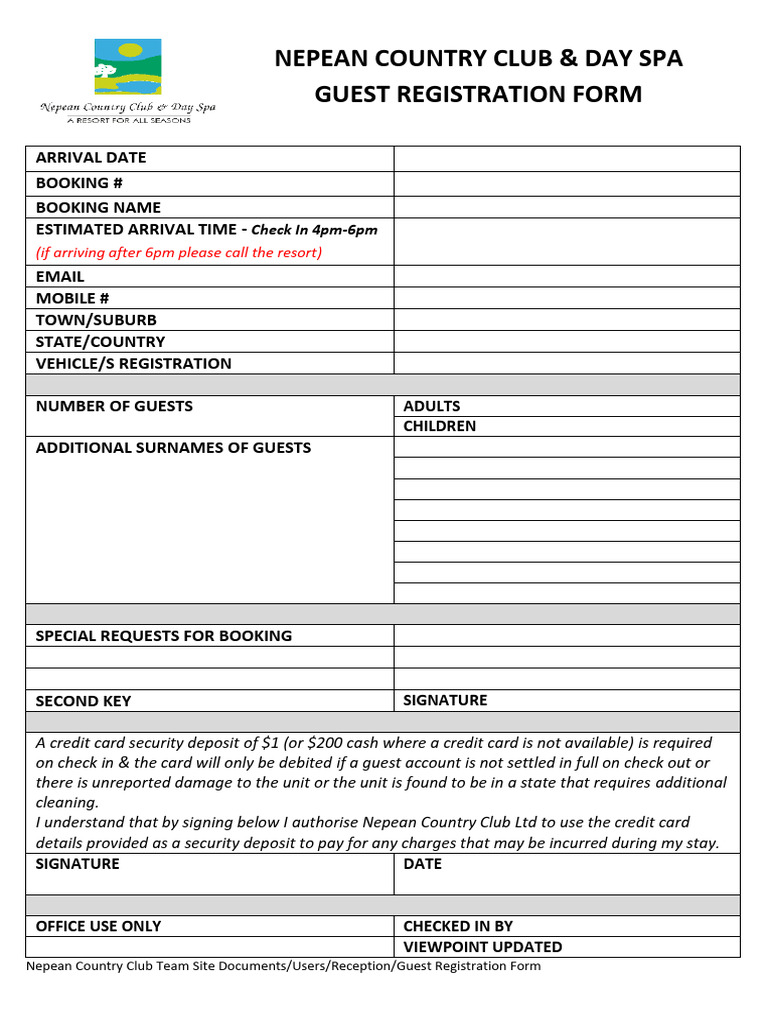 Guest Registration Form 290422 | PDF