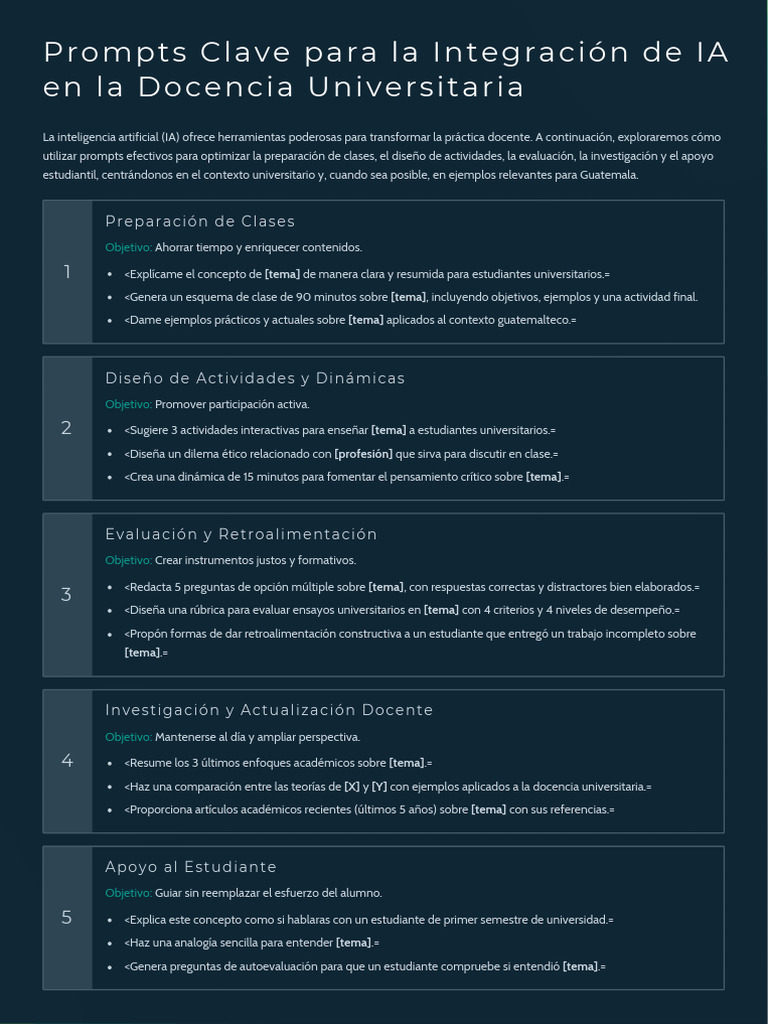 Prompts de IA para Docencia Universitaria | PDF | Inteligencia ...