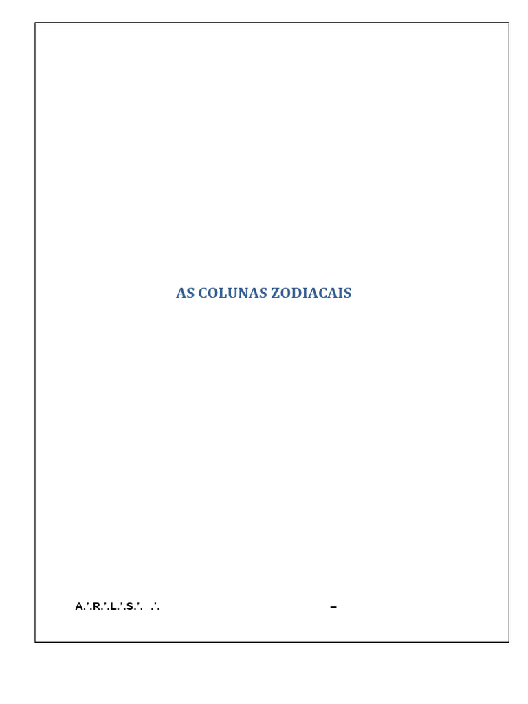 Colunas Zodiacais na Maçonaria | PDF | Zodíaco | Signo do zodíaco