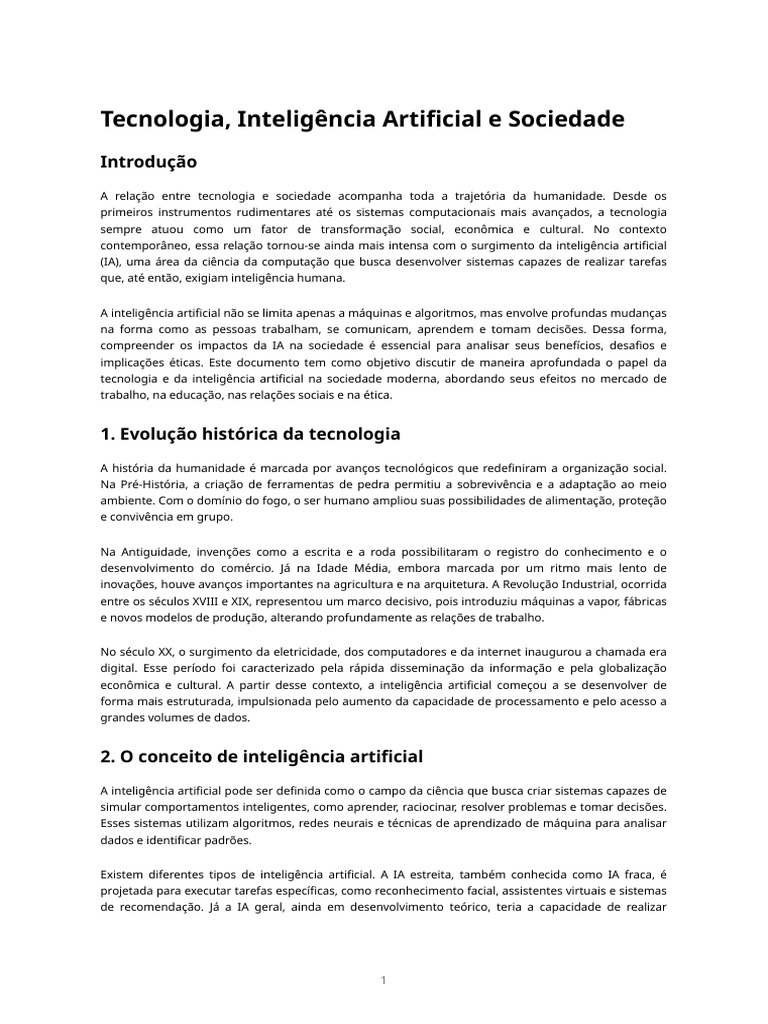 Impactos da IA na Sociedade Moderna | PDF | Inteligência artificial ...