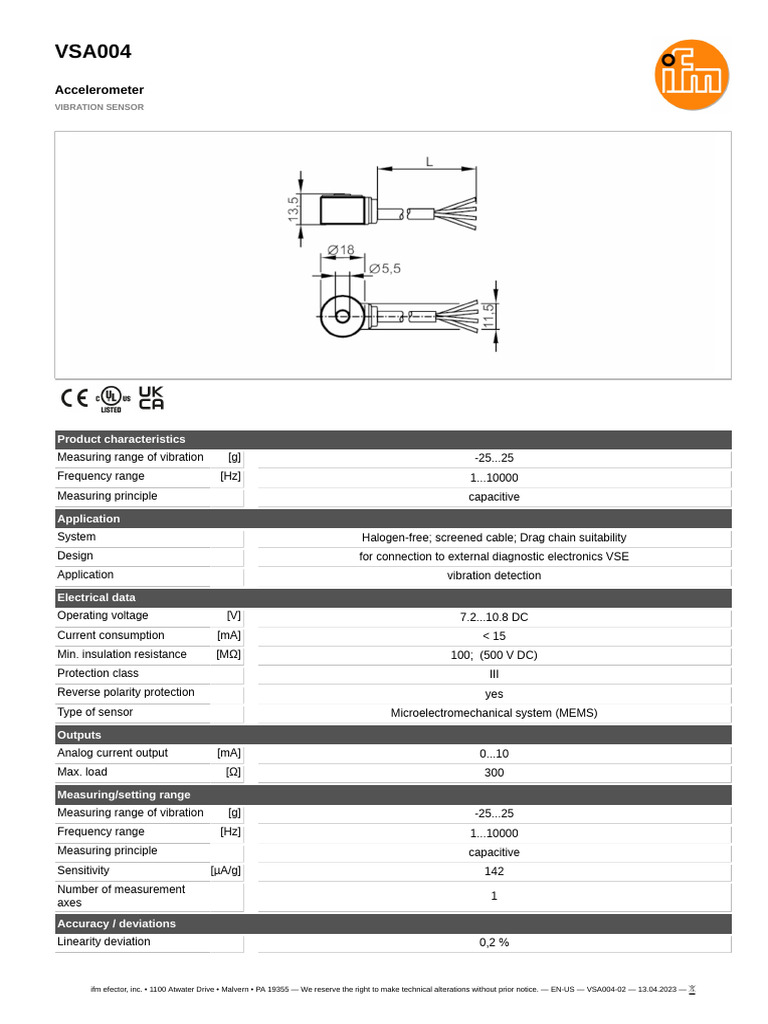 VSA004 Accelerometer Vibration Sensor | PDF | Accelerometer ...
