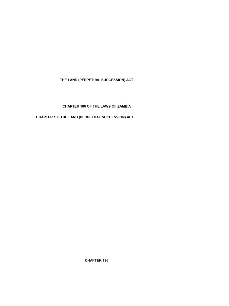 Zambia Land Perpetual Succession Act | PDF | Private Law | Civil Law ...
