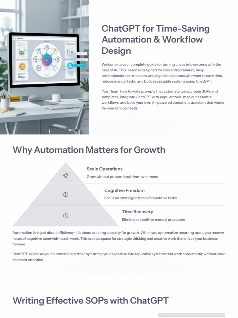 Lesson 18 ChatGPT For Time-Saving Automation and Workflow Design | PDF ...