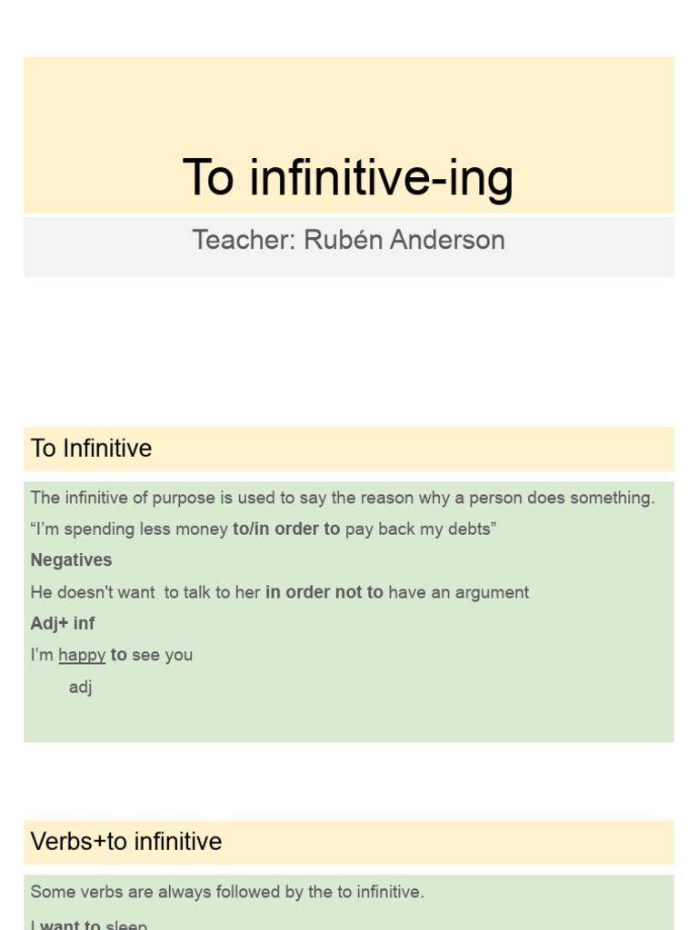 Understanding To Infinitive Usage | PDF
