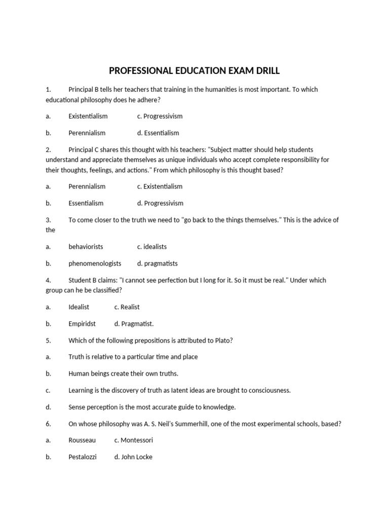 Professional Education Exam Drill Questions | PDF | Mode (Statistics ...