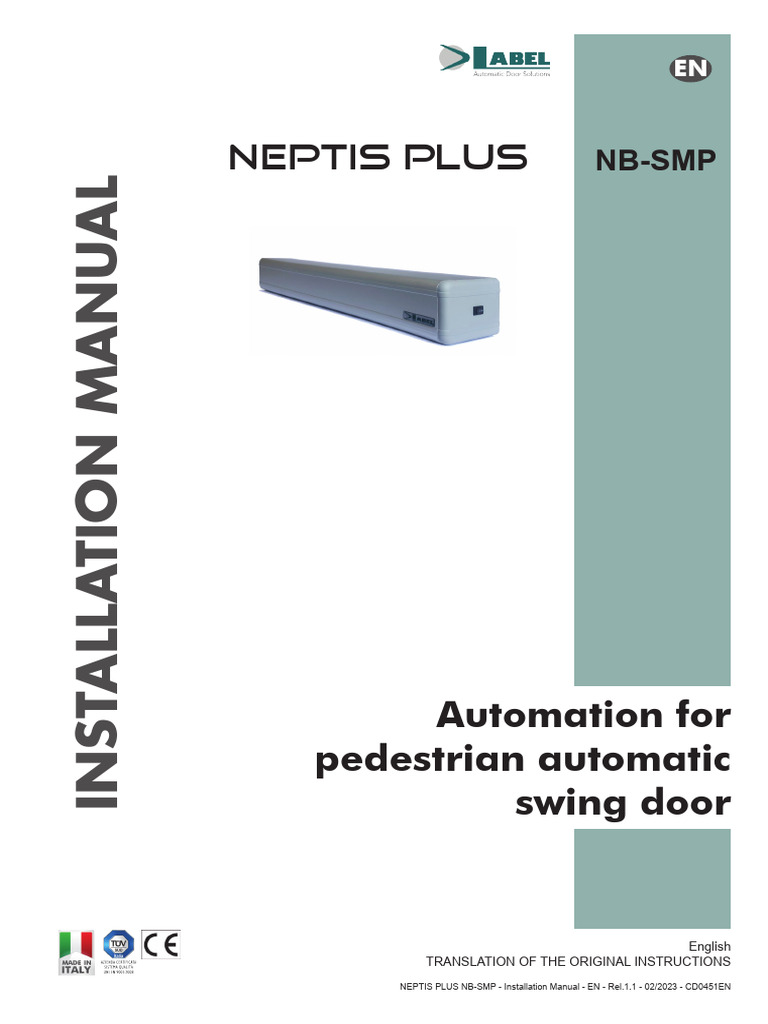NEPTIS PLUS Automatic Door Installation Guide | PDF | Automation | Door