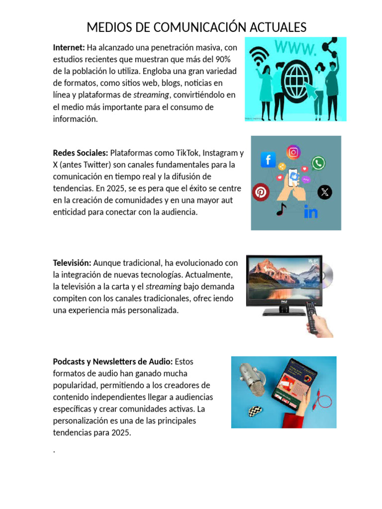 Medios de Comunicación Actuales | PDF | Streaming Media | Multimedia