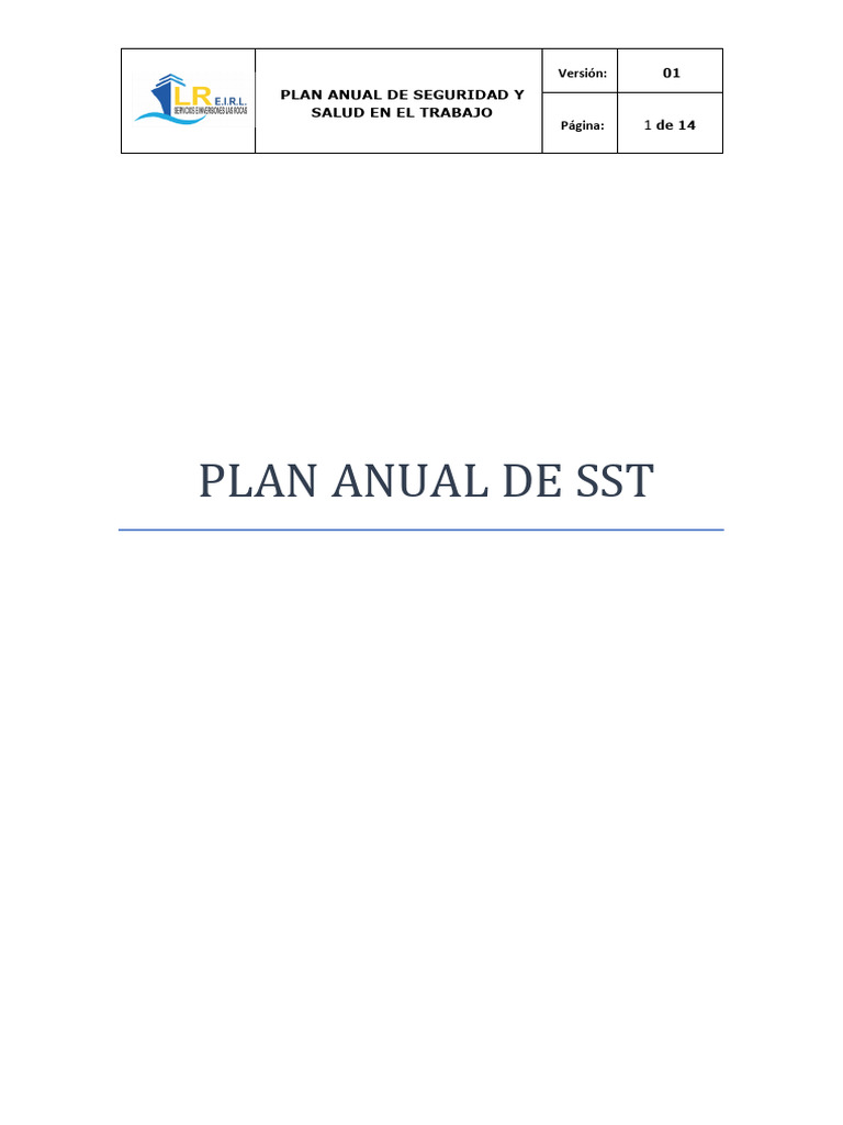 Plan Anual de Seguridad y Salud Laboral | PDF | Seguridad y salud ...