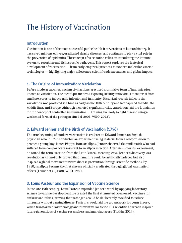 Evolution of Vaccination History | PDF | Vaccines | Vaccination