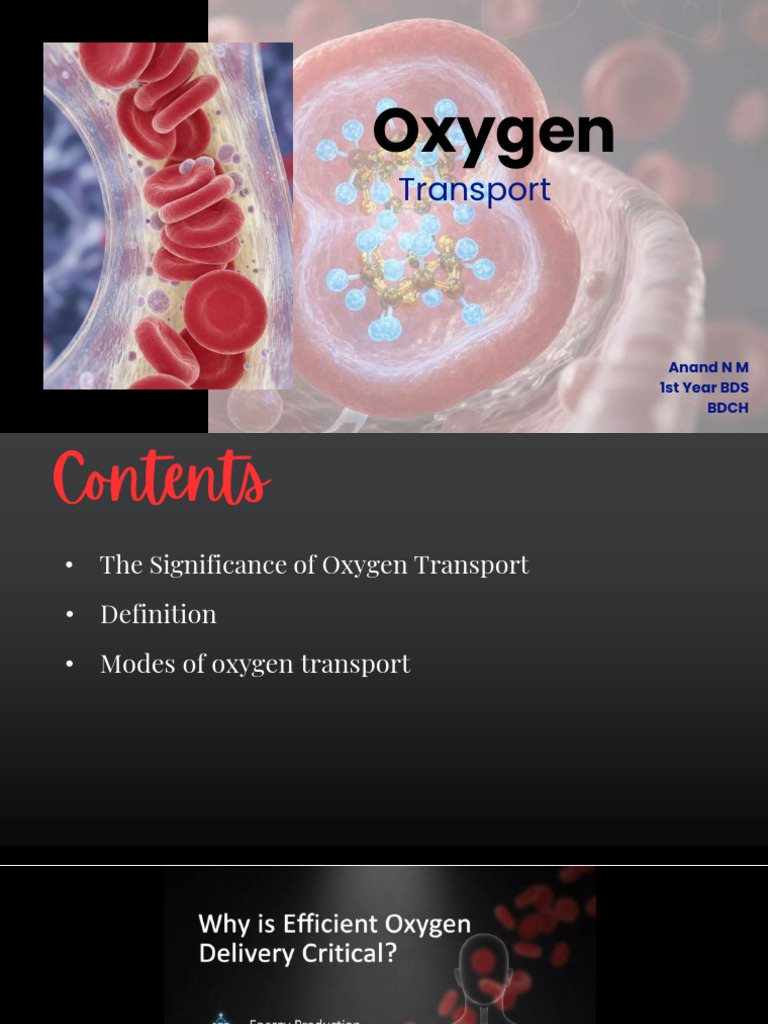 Oxygen Transport by Anand | PDF | Hemoglobin | Blood